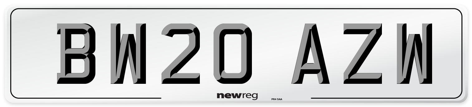 BW20 AZW Number Plate from New Reg